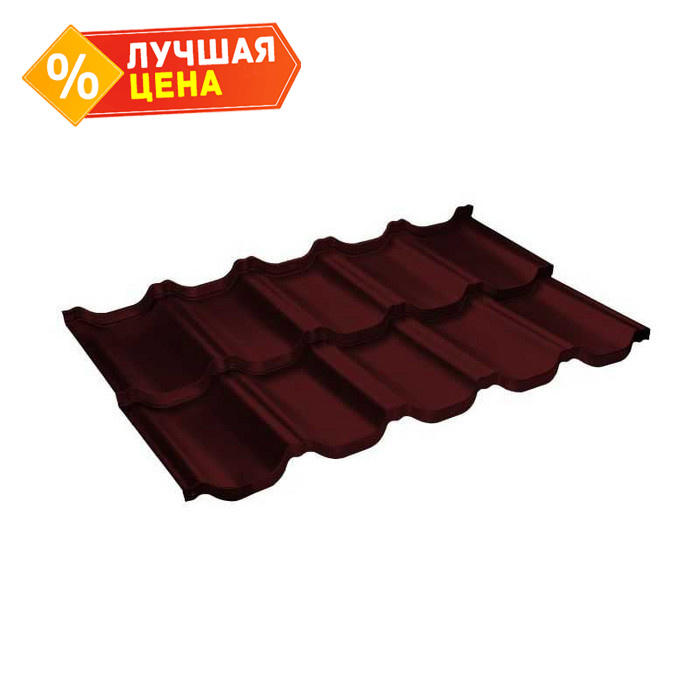 Металлочерепица Grand Line Kvinta Uno (Квинта Уно) 0,45 Полиэстер RAL 3009 Оксидно-красный