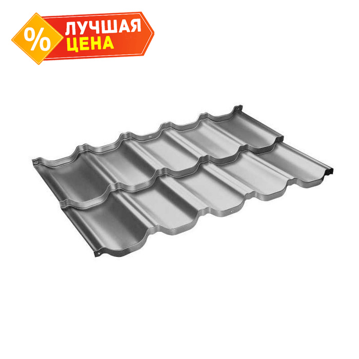 Металлочерепица Grand Line Kvinta Uno (Квинта Уно) 0,45 Полиэстер RAL 9006 Бело-алюминиевый