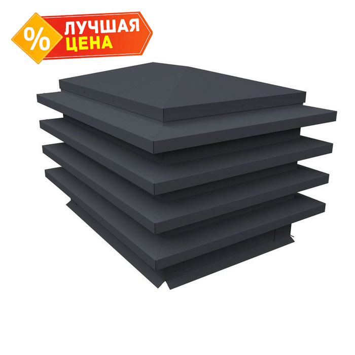 Дымник на трубу елка 770х380мм 0,5 Satin с пленкой RAL 7024 мокрый асфальт