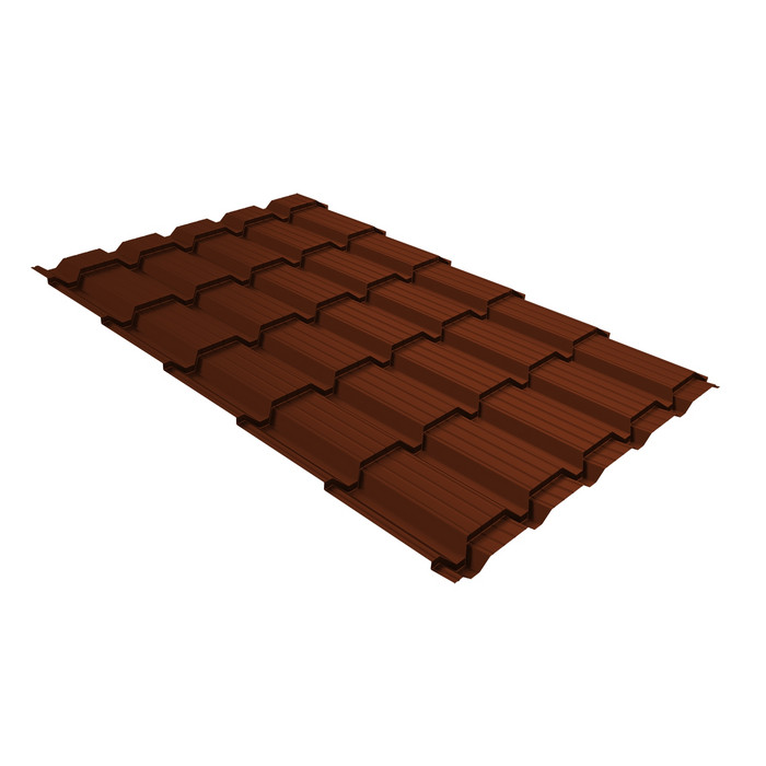 Металлочерепица Grand Line Верховье Quadro profi (Квадро Профи) 0,5 Satin RAL 3009 оксидно-красный